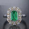 Cluster Rings JoyceJelly Silver Ring For Women Gold Color Emerald Square Gemstone Engagement Banquet Simple Fashion Jewelry Wholesale
