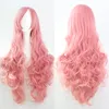 80CM Vague Lâche Perruques Synthétiques pour Femmes Cosplay Perruque Blonde Bleu Rouge Rose Gris Violet Cheveux pour fête humaine Halloween Cadeau De Noël