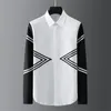 Marka paski koszule mężczyźni z długim rękawem Casual Slim Koszula Mężczyzna Biznesowy Formalny Sukienka Koszule Tuxedo Dinner Stage Star Chemise Homme 210527