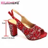 est mode italienska skor och väska uppsättning grossist röd färg för bröllopsskor och matchande handväska för kvinnor fest 210624