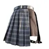 Skirts Harajuku Style Women Set Summer High Waist Shorts + Mini Plaid Skirt Female Pleated Womens Bottoms 2021
