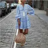 Women Dress Sexy Short Print Dressed V Neck Flare Sleeve Bohemia Dresses Loose Casual Plus Size Summer Beach 210513