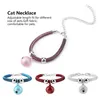 Cat Collars & Leads Japanese Style Pets Necklace Nylon Accessory Supply Bell Collar W/ Extension Chain (Pink)