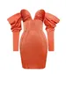 Orandade Orange Puff Sleeve Party Dress Arrival Sexy Bodycon Kobiety Letni Noc Klub Urodzinowy Stroje urodzinowe 210527