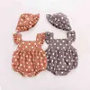 Sommar polka dot mönster romper + hatt 2pcs baby flicka kläder kläder sätter pojke barn 210528