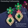 Élégant jaune or argent rouge vert émeraude CZ pierre fleur boucles d'oreilles pour femmes mode vintage bijoux CZ388 210714