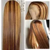 Transparent 13x4 Lace Front Wig Brazilian Virgin Human Hair Ombre P4/27 Highlight Straight Wigs For Black Women