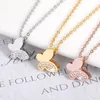 Pendant Necklaces Romantic Zircon Butterfly Choker Charming CZ Rose Gold Color Animals Clavicle Chain Bijoux Friendship Gifts
