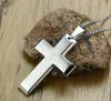 N1151 pendentif croix noir/argent en acier inoxydable pour hommes, collier de prière du seigneur, chaîne à maillons Punk de 20 pouces