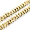 14mm Iced Cuban Link Prong Chain Necklace 14K White Gold Plated 2 Row Diamond Cubic Zirconia Jewelry 16inch24inch Cuban21534255016