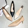 Corée Femmes Heels Travailler Carrière Solide Noir Beige Nu Beige Pointé Toe Sexy Élégant Soft Soft Split Femme Pompes 210520