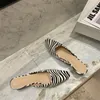 Slipper Lady Flat Sandals Slides Shoes Women Mule Mary Jane Zebra Pattern Solid Toe-Covered Fashion Pointed Toe