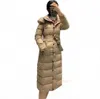 Jaqueta feminina preta puffer casaco de inverno parka casacos longos corta-vento ao ar livre grosso qualidade à prova de vento calor cintura agasalhos adequados para áreas de frio extremo 485