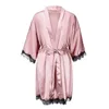 Satin Short Kimono Bridesmaids Lingerie Robes Luxury Female Bathrobes Ladies Sleepwear Dressing Gown 210831