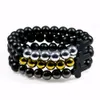 Black Matte Onyx Stone Charme Braceletes Pulseiras Hematita Pedra Natural Pulseira Para Homens Pulseiras Boho Jóias Presentes de Natal