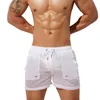 Men's Mesh Sheer See Through Boxers Shorts Drawstring Swim Surf Trunks Underwear Breathing Lounge Pants With Pockets Swimwear 5289 Q2