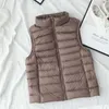 Herfst winter vrouwen dubbele jas mouwloze vest ultra light down vest parka vrouwelijke korte eend tops 211018