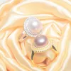 Cluster anneaux Ashiqi Natural Natural Freshater Pearl Solid 925 Sterling Silver Ring Women Party 10-11 mm Big Bijoux