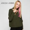 Jocoo Jolee gebreide lange mouwen trui casual opknoping nek truien grof garen solide vrouwen jumper truien arriva 210619