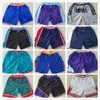 Nieuwe team basketbalkleding gewoon don shorts sport broek met pocket rits joggingbroek hip pop blauw wit zwart paars geel heren stitch goede running size s-xxxl