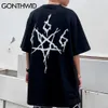 Хип-хоп Streetwear Thirts Harajuku Graffiti Poster Punk Rock Gothic T-рубашки Мужская повседневная короткая рукава футболки Tops 210602