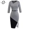 Mulheres Formal Joelho-Comprimento Assimétrico Pescoço Desgaste Para Trabalhar Vestidos Business office Bodycon Elegante Lápis Vestido EB290 210323