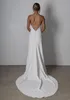 2021 Abito da sposa a sirena da spiaggia Abiti da sposa lunghi in raso con spacco laterale senza schienale sexy Abiti da sposa Boho semplici estivi