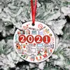 Christmas Tree Ornaments 2021 Wooden Round Pendants Family Happy New Years Gifts Xmas Decorations Single-sided printing 18% Discount XD24841