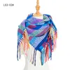 Mode vinter ny stil tjock varm höst frans randig sjal Tassel Square Scarf