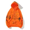 Hip Hop Hoodie Bluza Mężczyźni Streetwear Czaszka Graffiti Pulling Pullover Bawełna Jesień Szary Harajuku Punk Ubrania