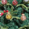 4PCs Glitter Juldekorationer Bollar Ornaments Koppar Rose Gold Rosa Julgran Hängande Boll för Home Navidad Gift