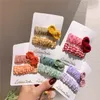 2 PCs Outono e Inverno Nova Coreia Doce Garota de Lattice Tecido Hairpins Cute Colorido Lã Arco Crianças BB Clipe Acessórios De Cabelo