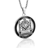 Promotion High Quality Masonic Lodge Freemason Signet Charm Pendants Rostfritt Stål Silver Guld Svart Fraternal Mason Kompass och Fyrkantig Halsband Smycken Till Salu