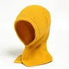 Hat and bib one-piece snap-button solid color all-match hood collar without velvet winter riding warm woolen scarf Solid