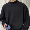 Coleira de stand-up coreana camiseta Moda masculina cor sólida casual algodão t-shirt homens soltos coreanos coreanos de manga longa tshirt Mens tops Y0323