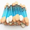 Pennello per trucco 30pcsset Applicatore per trucco ovale con punta in spugna per ombretto bifacciale usa e getta Colori blu Trucchi professionali completi 0311