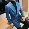 Trajes de hombre Blazers Marca de tendencia Cinturón Chaqueta de doble botonadura Diseñador Vestido de fiesta de graduación Traje Hombre para hombre Boda Novio con estilo