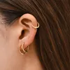 Hoop & Huggie Simple Gold Color Twisted Round Small Earrings For Women Korea Fashion Circle Metal Thin Female Jewelry