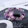 Urocze motyle włosy klip biżuterii ślubnej kolorowe emalia kwiaty barrettes kryształowe ozdoby do włosów Dziewczęce akcesoria