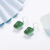 Inne zielone szmaragdowe kolczyki Kobiety 925 Srebrny Dangle Luksus S925 Sterling Bizuteria Fine Jade Jewellry4477637