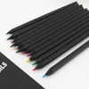 12 개 연필 포장 12 다른 색깔 컬러 연필 kawaii 학교 검은 나무 연필 빠른 배달