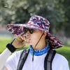 Camouflage emmer hoed voor mannen plus brede randige anti-UV-caps buiten waterdichte viskap vrouwen camping zomer wandelen zon hoeden delm22