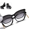 Sonnenbrille zum Aufstecken, polarisiert, für Damen, Retro-Angelbrille, 2-in-1-Magnet-Cat-Eye-Rahmen, TR90-Brille