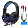 Professionell LED Light Gamer Headset för dator PS4 PS5 Gaming Headphones Bass Stereo PC Wired Headset med Mic Gifts