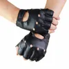 Accessoires 1 paire unisexe noir PU cuir mitaines gants solide femme demi doigt conduite femmes hommes mode transport moteur Punk