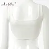 Artsu Summer Women Skinny Bandaż Topy Sleevelhollow Out Cropped Tank Top Sexy Streetwear Lace Up Halter White Club Crop Top X0507