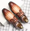Uomo New PU Leather Lace-up Low Heel Formal Shoes Business Dress Shoes Stivaletto Vintage Classic Male Casual British Shoes 4M153