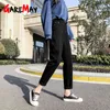 Kvinnor Straight Casual Pants Fashion Elastic Waist Plus Storlek Harem Kvinnor Hög Lösa Byxor Capris Bra Fabric 210428