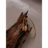 Yhpup Einzigartiger Pin-Metall-Armreif, Edelstahl, Goldfarbe, 18 Karat, schickes Armband, Schmuck für Frauen, Geschenk, Q0719