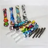 Smoking Silicone Nectar With Quartz Tip Titanium Tips 14mm Silicon Nectar Dabber Tool For Bongs Dab Rigs Glass Bowls